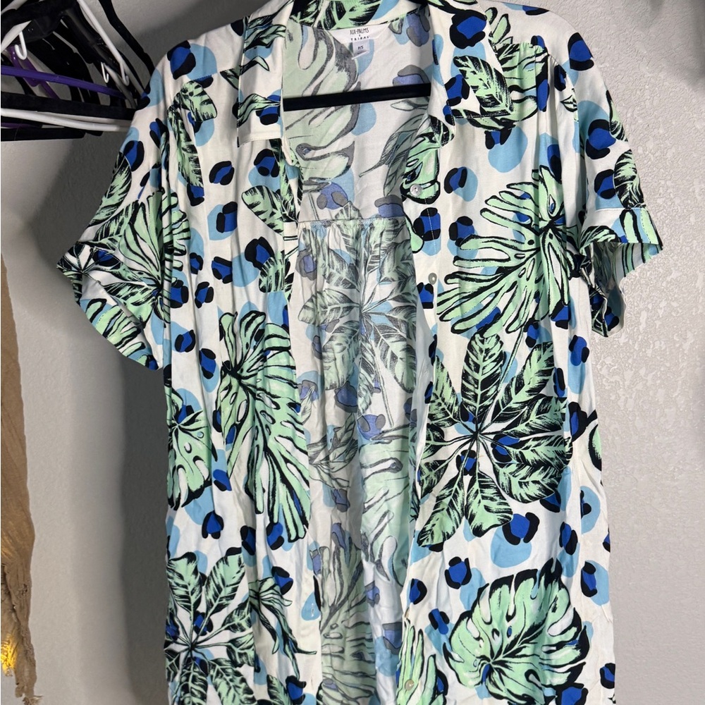 Tropical Leaf Print Mini Dress